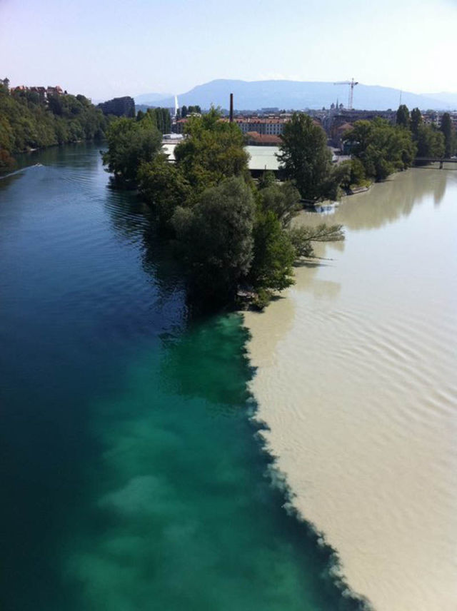 Image 21 -- Colliding rivers in Geneva, Switzerland